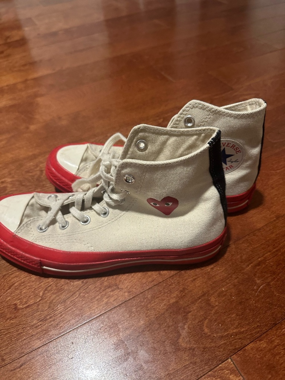 Converse x Comme des Garçons PLAY Chuck 70 Hi Top Red White Canvas Sneakers